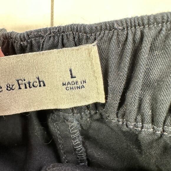 Abercrombie & Fitch Pants Women Large Black Jogger Cotton Baggy Ankle Drawstring - Picture 4 of 12